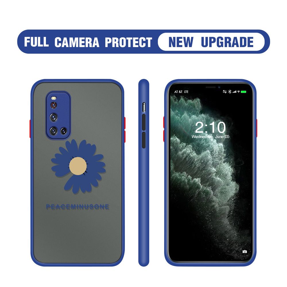 Hontinga for Vivo V19 Case Daisy Flower Cover Camera Shockproof Protection Case Edge Frosted Transparent Phone Cover
