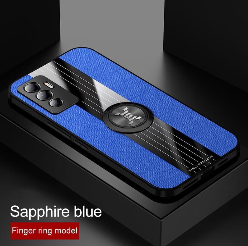 icasecover for VIVO V23E Hard Case Hybrid Shockproof Fabric Silicone Splicing Color Car Magnetic Ring Buckle Back Cover