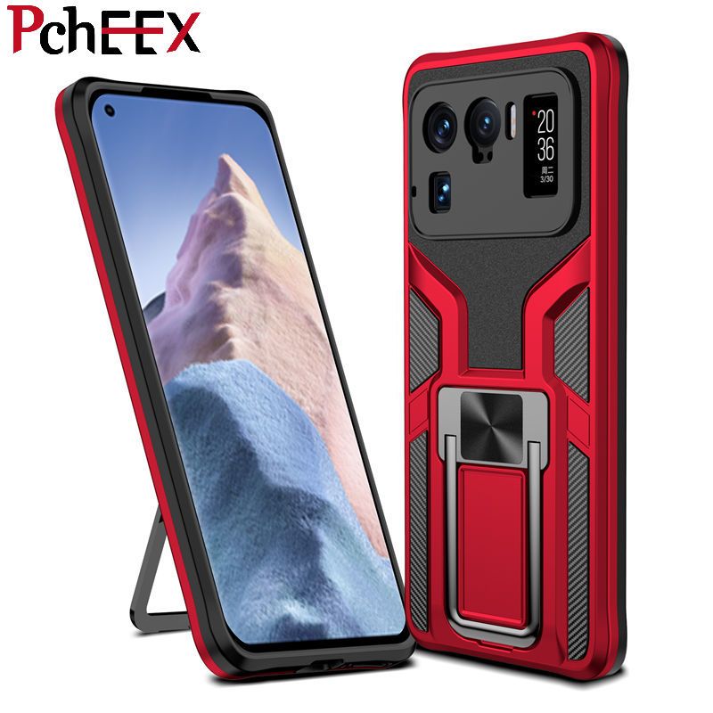 For Xiaomi 11 Ultra Phone Case, Luxury Armor Cover Metal Magnetic Ring Silicone Hard Shell