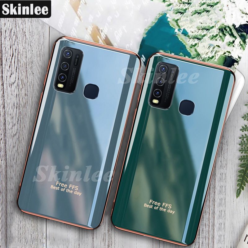 Phone Back Cover For Vivo Y50 Silicone Soft Case Electroplated Avocado Green Glitter Full Protector Phone Cases Vivo Y50 Case