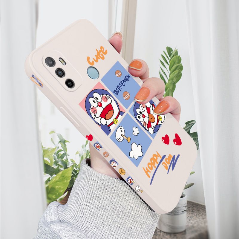 AMORVOR for OPPO A53 2020 Back Cover Cute Happy Cartoon Side design Soft Case Multicolor Liquid Silicone Phone Cases