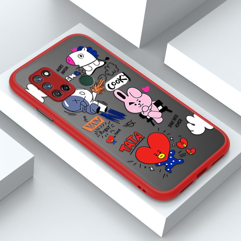 Jizetin for Realme C17 / Realme 7i Back Cover BTS Animation Image Soft Edge Frosted Transparent Phone Case