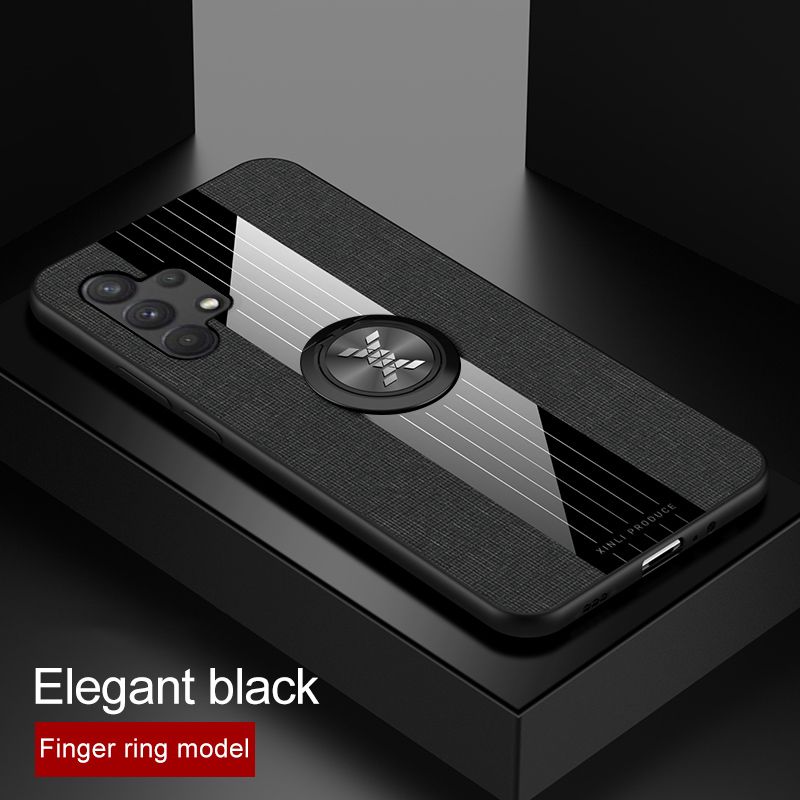 icasecover for Samsung Galaxy A32 4G Hard Case Hybrid Shockproof Fabric Silicone Splicing Color Car Magnetic Ring Buckle Back Cover