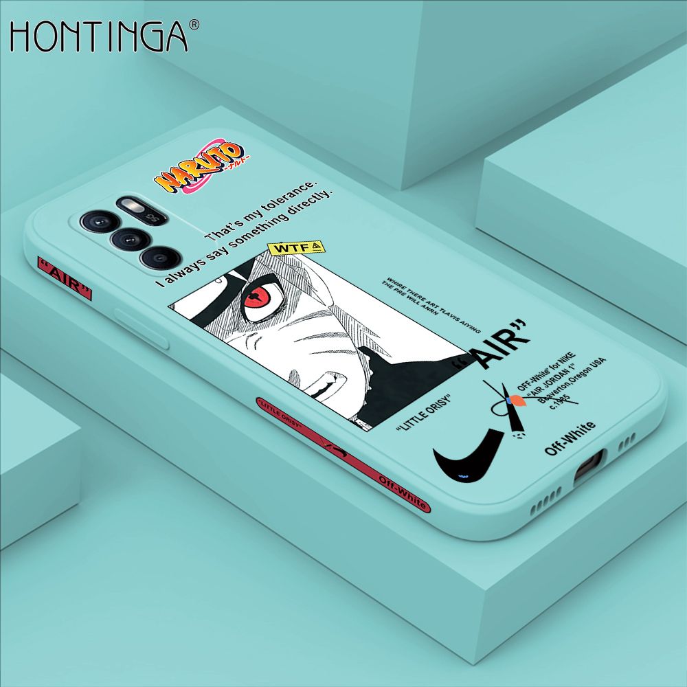 Hontinga for OPPO Reno6 Z 5G Case Side Design New Anime Naruto for Boys Back Cover Soft Square Edge Pattern Liquid Silicone Trend Phone Cases