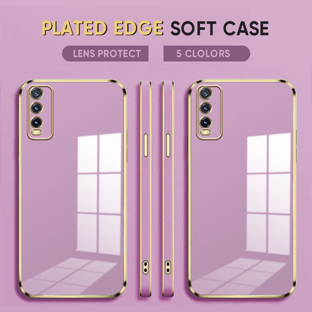 Luxury 6D Plating Case for Vivo Y85 Soft Silicone Square Frame Back Cover Shiny Bling Phone Cases