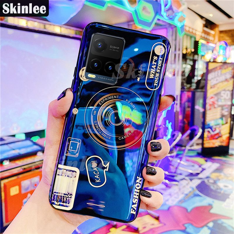 Skinlee for VIVO Y21 Soft Case Shockproof Blu-ray Cute Camera Cartoon Design Silicone Phone Cover for VIVO Y21 Back Cover