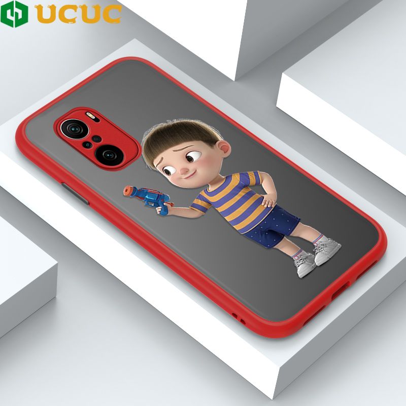 UCUC for Redmi K40 / K40 Pro / Xiaomi Poco F3 Back Cover Naughty Little boy Frosted Transparent Hard Phone Case Thin Shockproof Full Cover Camera Protect Case