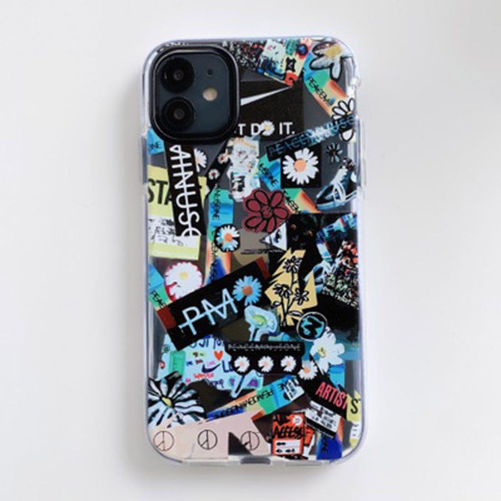 Tide Brand Graffiti Creative Bicolor Ultra Thin Soft TPU Phone Cover Case For iphone For oppo For Huawei For vivo