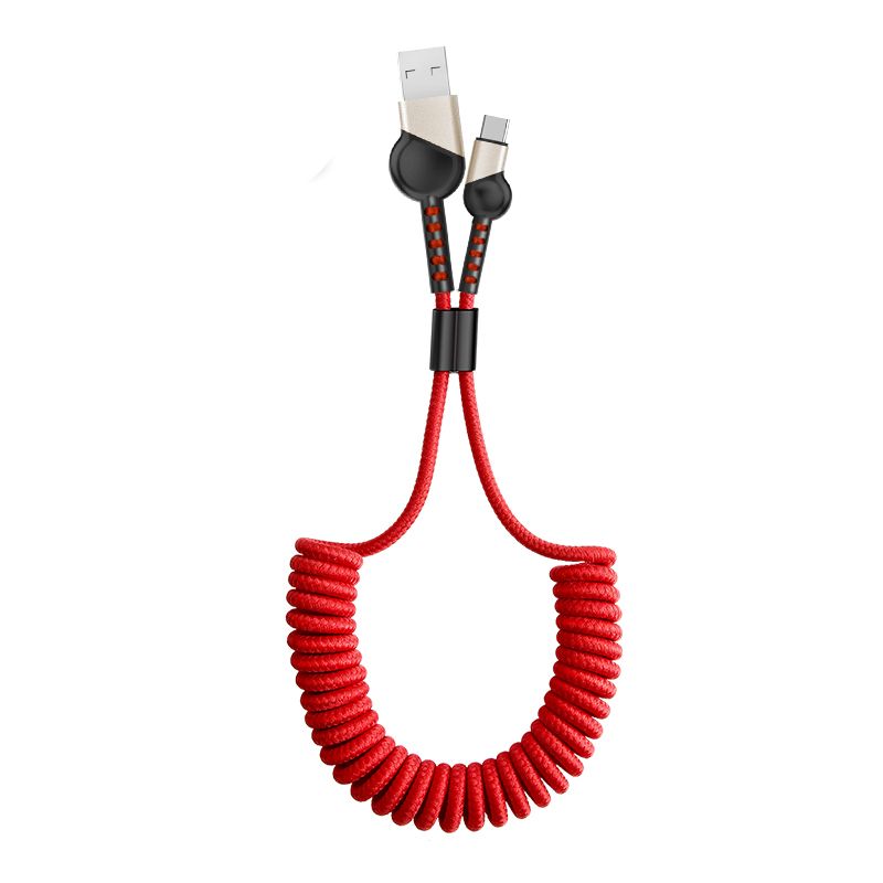 Spring 2a Usb Cable 3 In 1 Braided Spring Mobile Phone Fast Charging Data Cable color