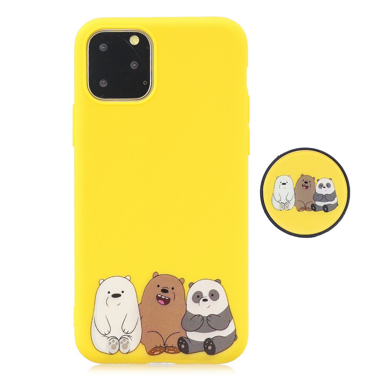 Yfashion For iPhone 11 2019 Soft PU Full Cover Dustproof Shockproof Case Phone Protective Cover Cute Phone Case with Matched Pattern Flexible Stand Holder