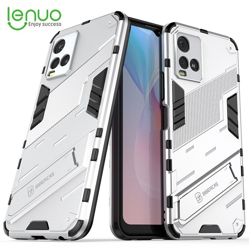 Lenuo Punk-Casing For vivo Y21 / Y21S / Y21T / Y21A / Y21E / Y32 / Y33s Back Cover Eight-Color Anti-Fall And Anti-Slip Phone Bracket Lens Protection Cover Lovers Case