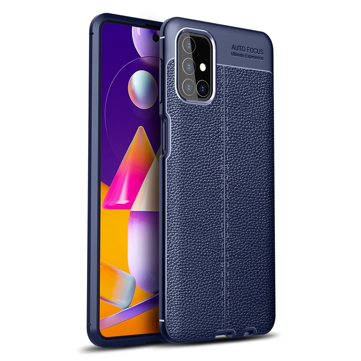 Shockproof Case For Samsung Galaxy M31s Leather Texture Soft Silicone Phone Back Cover