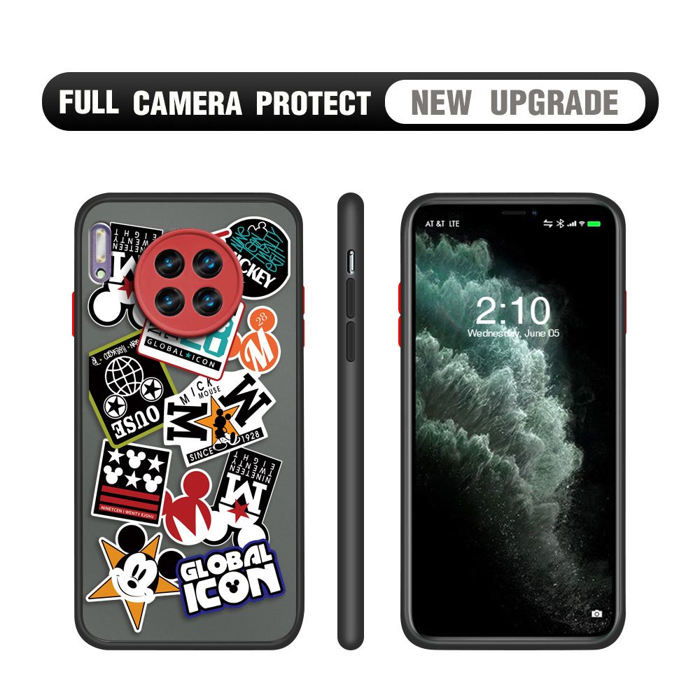 Hontinga for Huawei Mate 30 Pro Case Travel Poster Camera Shockproof Protection Cases Edge Frosted Transparent Phone Cover