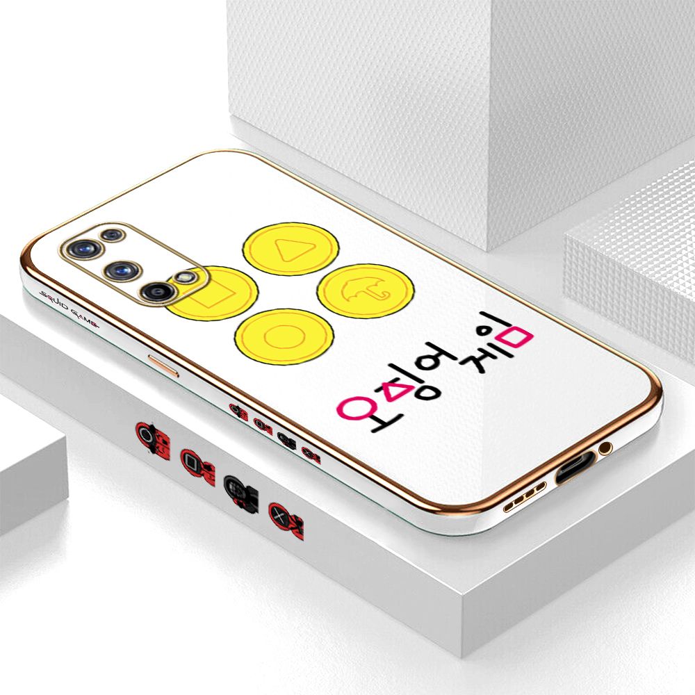 Luxury 6D Plating Case for Realme X7 Pro 5G Popular Games Side Pattern Back Cover Soft Silicone Square Phone Cases + Free Lanyard