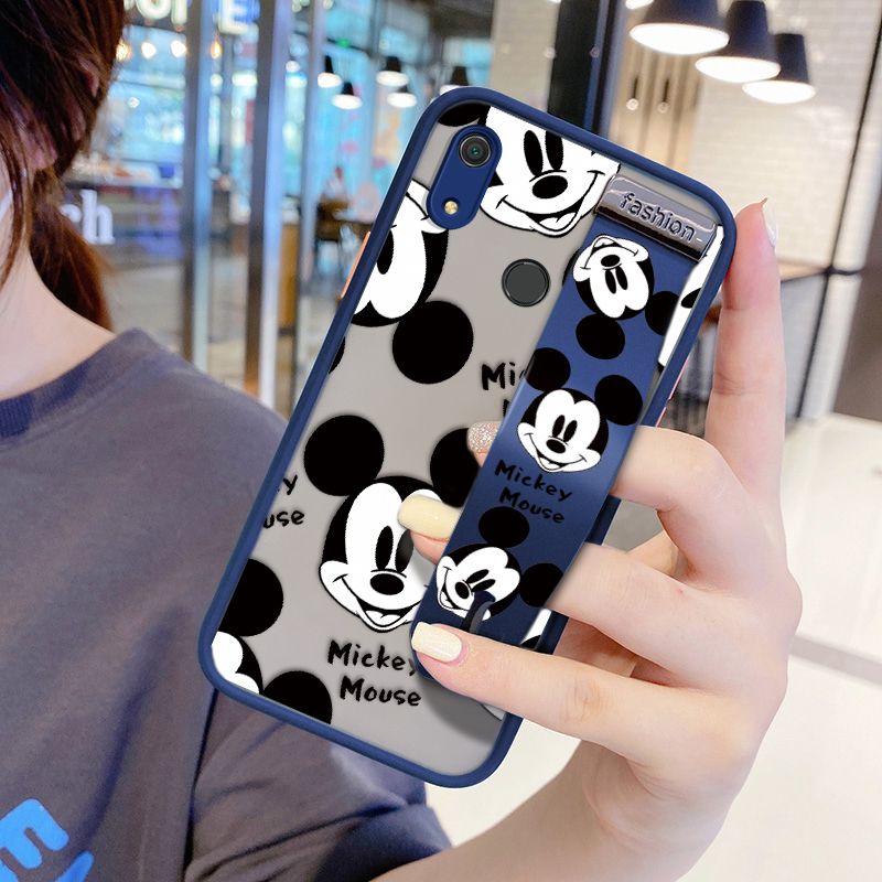 UCUC for Huawei Y6S Wrist Strap Case Cute Mouse Avatar Wristband Printing Cover Shockproof Ultra Thin Phone Case