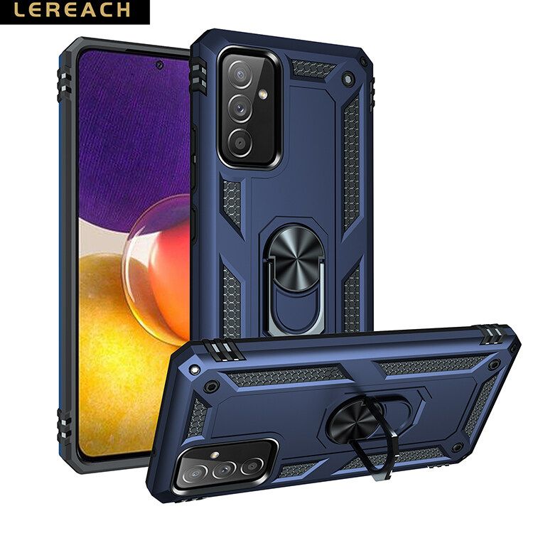 Lereach For Samsung Galaxy A82 5G Mobile Phone Case TUP+PC Hard Ring Car Ring Bracket Shockproof Back Cover