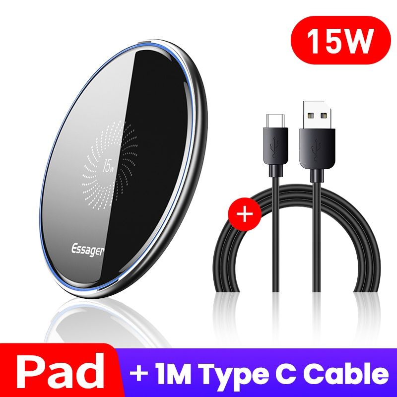 Essager 15W Qi Wireless Charger Pad For iPhone 12 11 Pro Xs Max X Induction Charger Wireless Phone Charging For Xiaomi Samsung