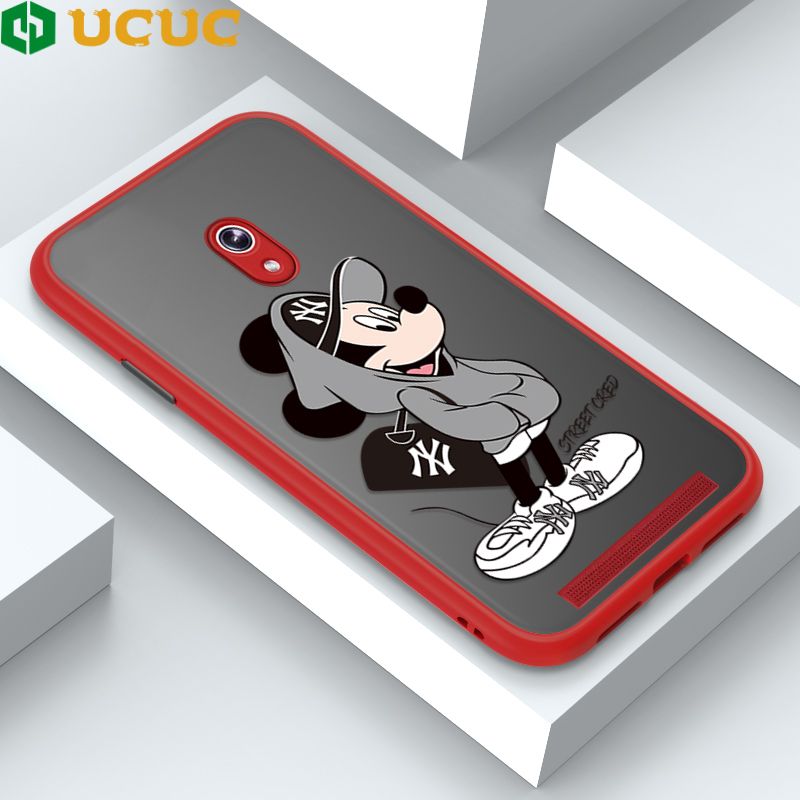 UCUC for ASUS 6 Case Creative Cartoon Mouse in Pocket Frosted Transparent Hard Cover Shockproof Soft Edge Full Cover Camera Protect Case