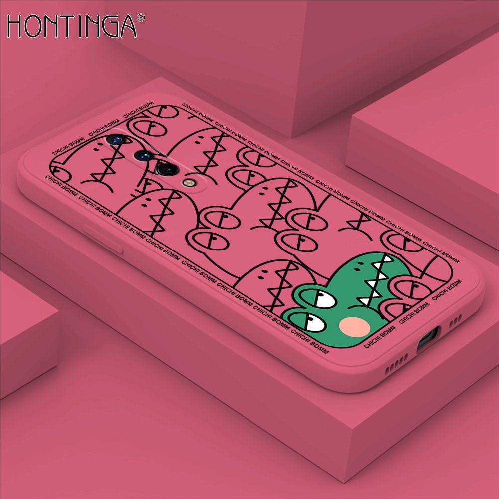 Hontinga for OnePlus 8 Case Cartoon Crocodile Alligator Phone Case Phone Case Soft Square Edge Silicone Cases Full Lens Cover Shockproof Protection Cover