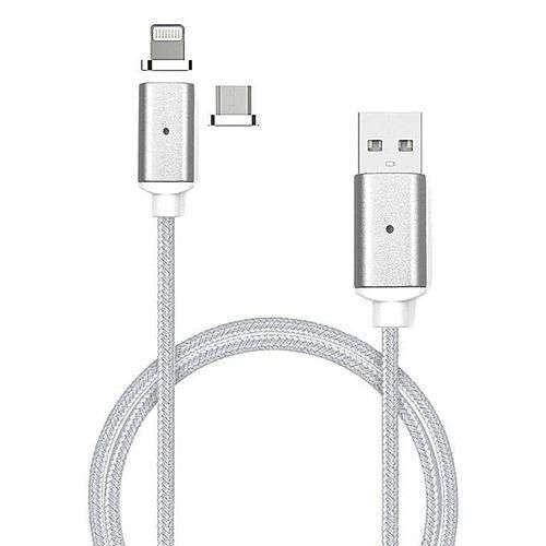 2 in 1 Magnetic Cable For iPhone and Android Device - Silver