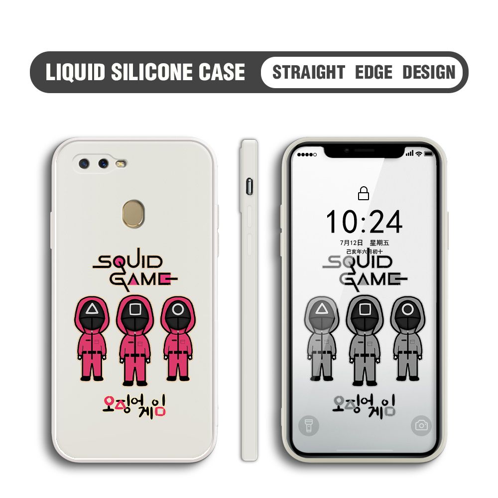 Jizetin for OPPO A7 Case Trend Cartoon Korean Squid Phone Cover Liquid Silicone Case Phone Protective Case