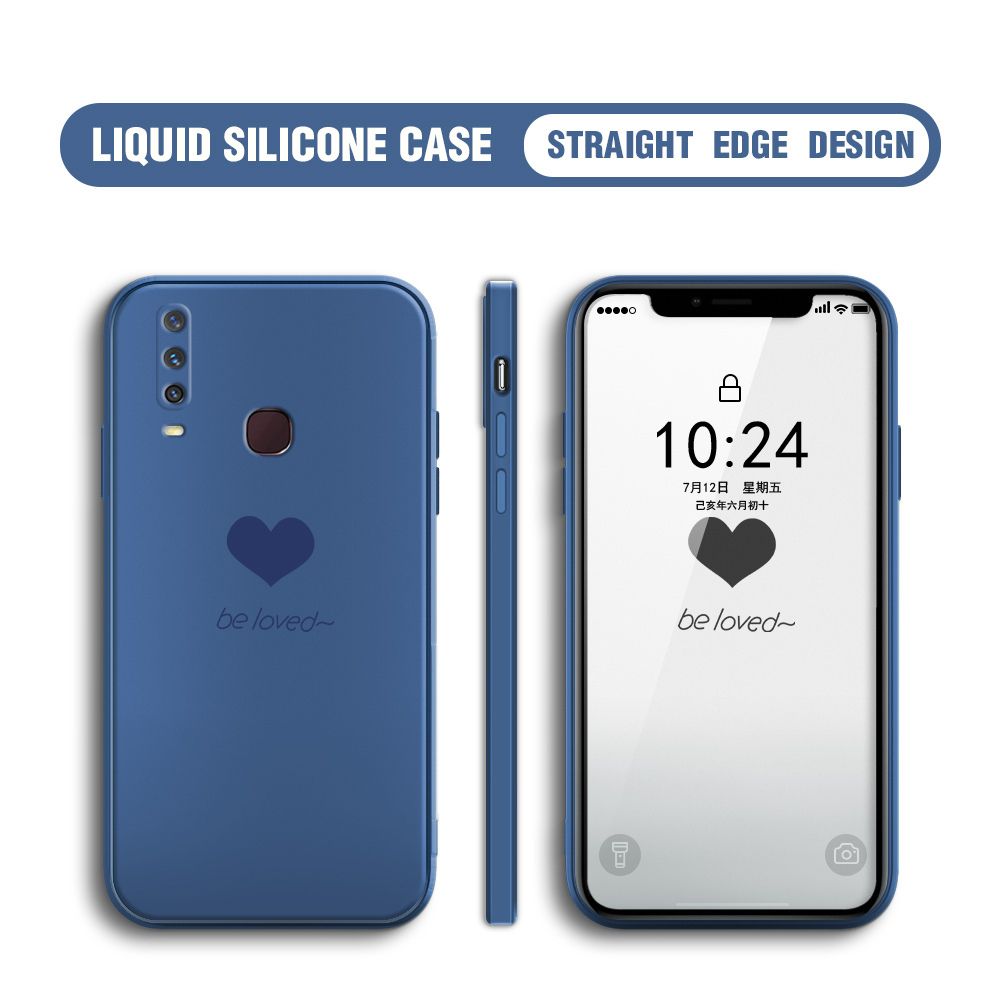 Jizetin for Vivo Y12 / Y15 / Y17 Back Cover Little Love Multicolor Liquid Silicone Phone Case Soft Square Lens Protection Phone Cases