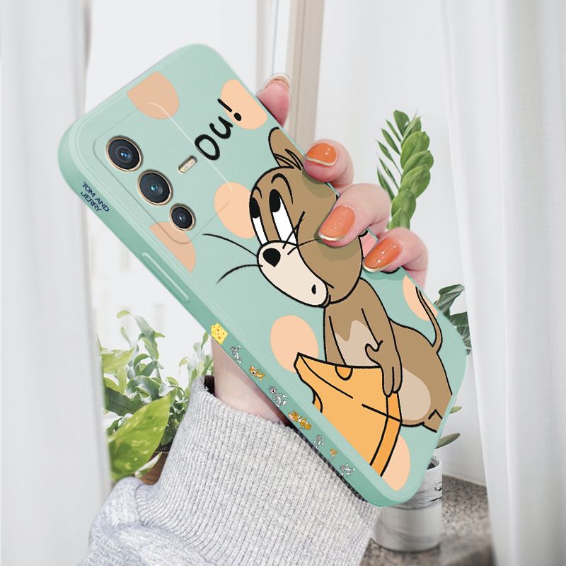 AMORVOR for Vivo V23 5G Back Cover Cartoon Cute Lovely Side design Soft Case Liquid Silicone Phone Cases