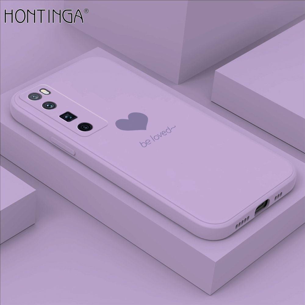 Hontinga for Huawei Nova 7 Pro Case Simple Lover Heart Pattern Back Cover Soft Square Edge Liquid Silicone Phone Cases