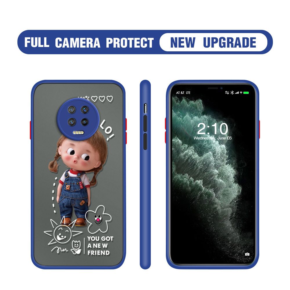 Hontinga for Infinix Note 7 Case Cute Cartoon Little Girl Cover Camera Shockproof Protection Case Edge Frosted Transparent Phone Cover