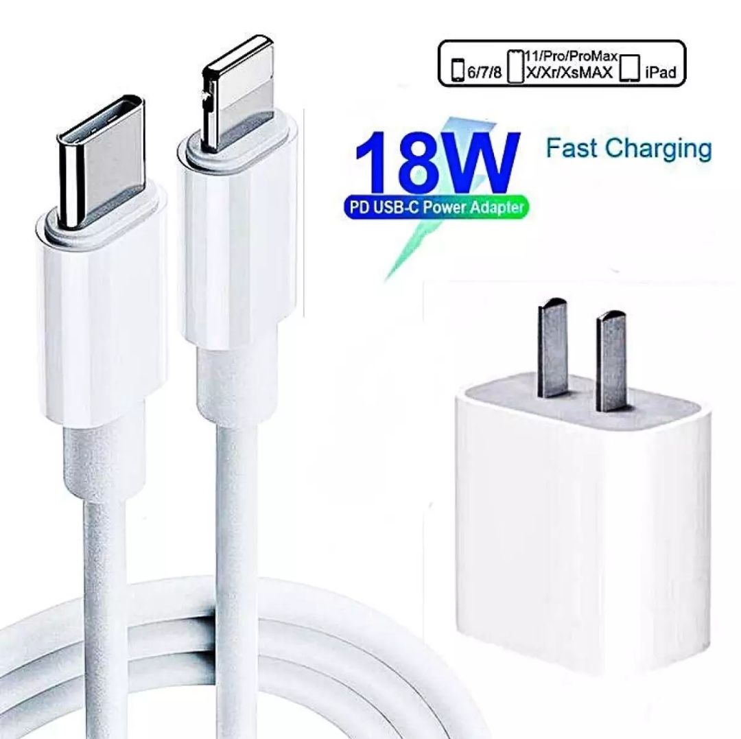 Apple 18W PD Premium quality Fast Charger Adapter with USB-C to Lightning Cable For 12 pro max, 12 pro, 12, 12 mini, 11 pro max, 11 pro, 11.