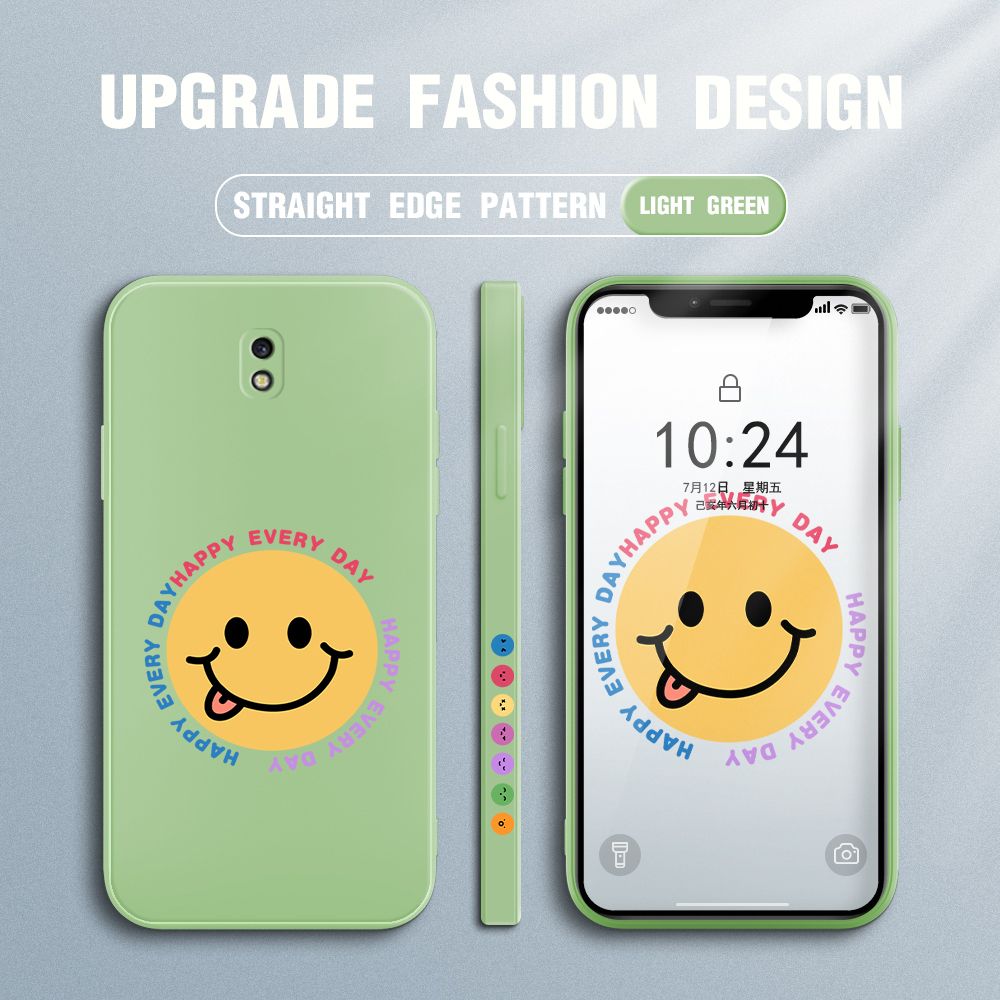 FHKL for Samsung Galaxy J7 Pro Back Cover Cartoon Smile Side design Soft Case Multicolor Liquid Silicone Phone Cases