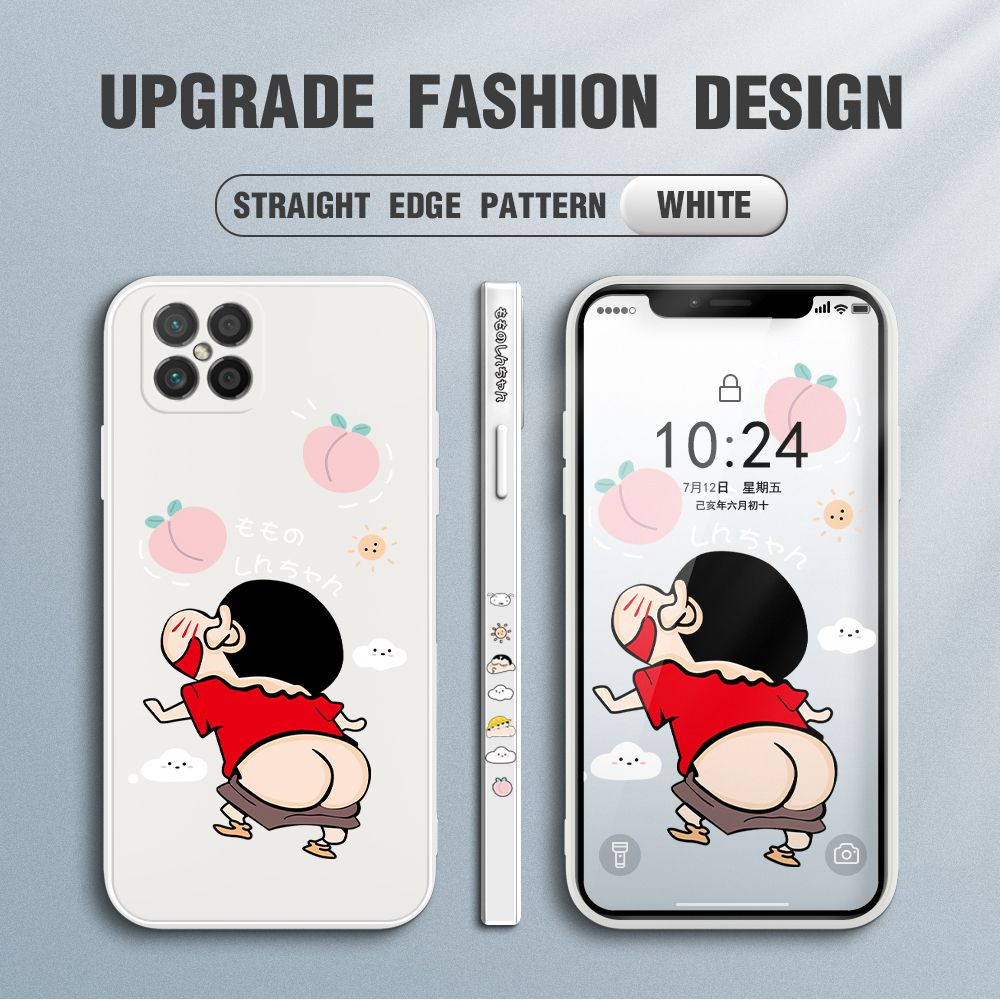 Jizetin for Huawei Nova 8 SE Case New Cartoon Crayon Shin-chan Design Side Design Phone Case Square Edge Pattern Liquid Silicone Cases Full Cover Camera Shockproof Protective Case