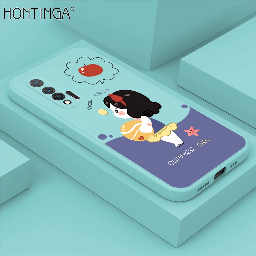 Hontinga for Huawei Nova 6 Case Cute Cartoon Girl Phone Case Phone Case Soft Square Edge Silicone Cases Full Lens Cover Shockproof Protection Cover