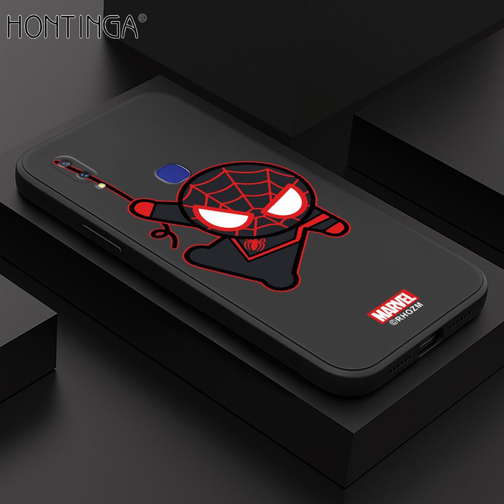 Hontinga for Vivo V11I Back Cover Cartoon Spiderman Design Soft Phone Case Square Edge Liquid Silicone Cases