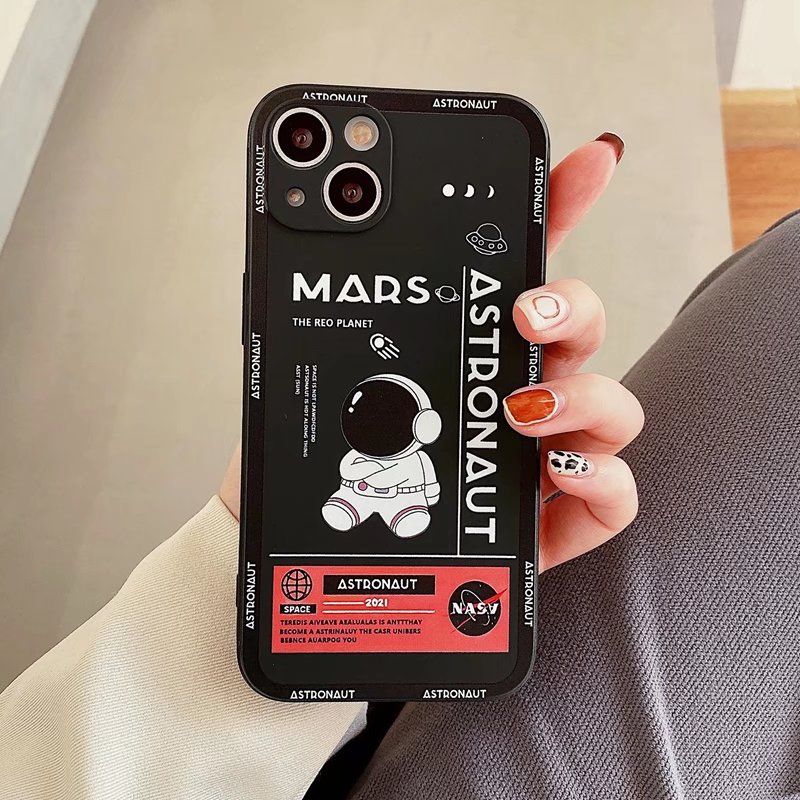 Olige Case For iPhone 13 12 11 Pro Xs Max X XR 8 7 6 6S Plus SE Trend NASA Astronaut Shockproof Silicone Soft Phone Cover