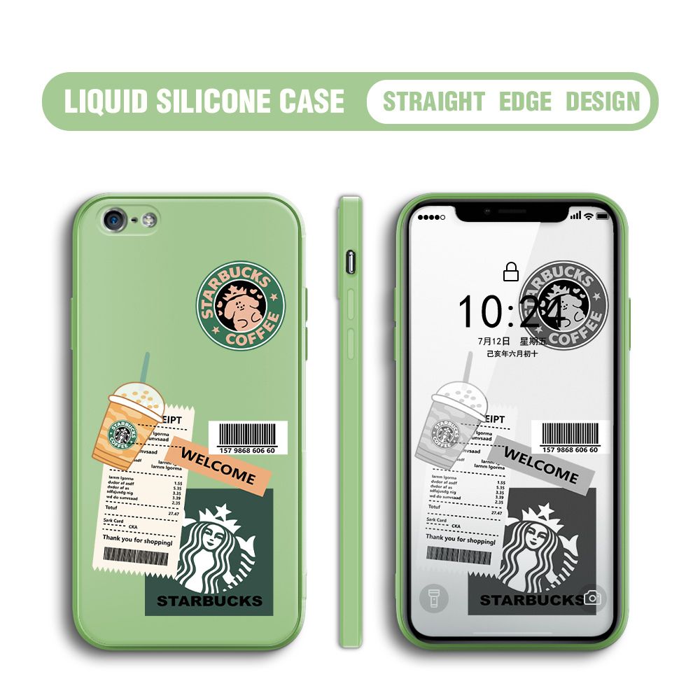 BILI for iPhone 5 / 5S / SE Back Cover Creative Coffee Order Receipt Multicolor Liquid Silicone Phone Case Soft Square Lens Protection Phone Cases