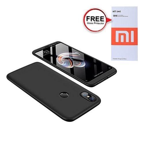 Xiaomi 8SE 360 Degree Phone Case with Free Glass Protector - Black