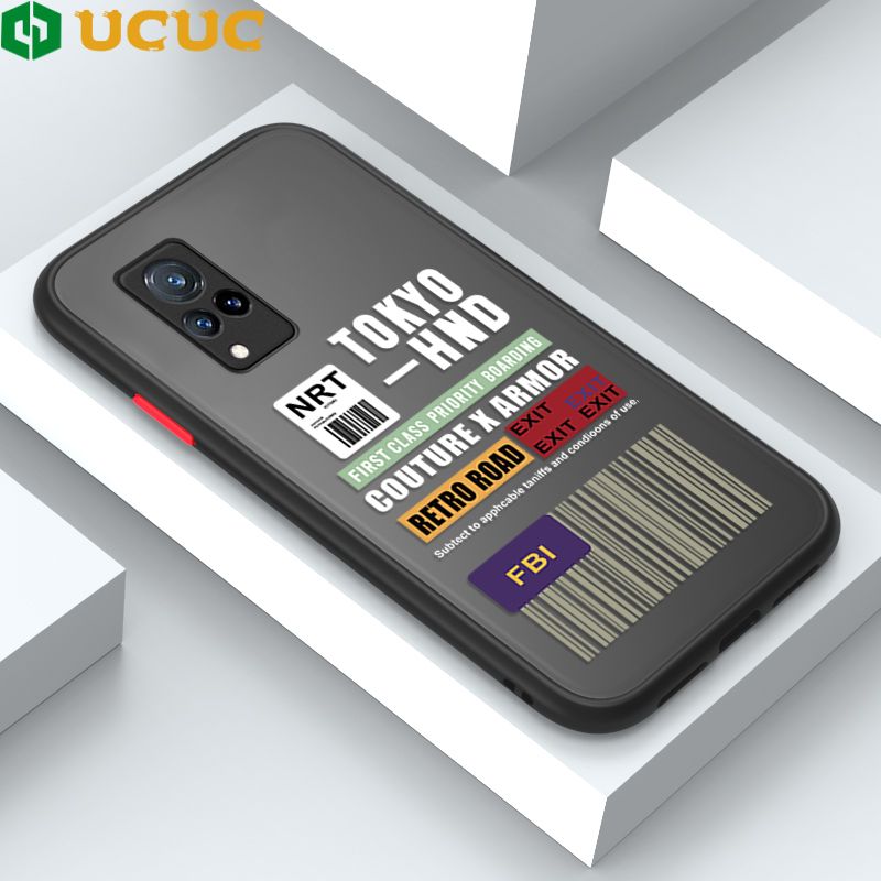 UCUC for Vivo V21 5G / V21 Back Cover FBI Sticker Frosted Transparent Hard Phone Case Thin Shockproof Full Cover Camera Protect Case