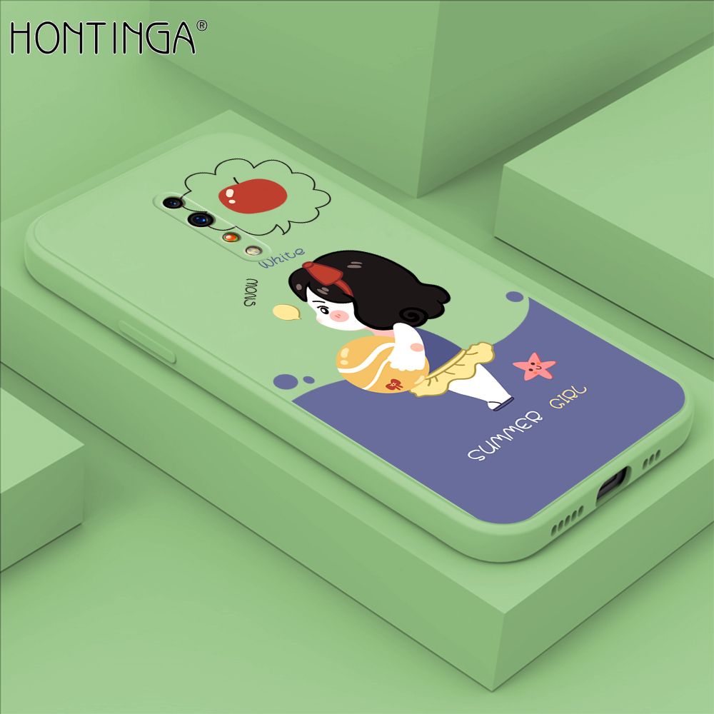 Hontinga for OPPO RENO Z Case Cute Cartoon Girl Phone Case Phone Case Soft Square Edge Silicone Cases Full Lens Cover Shockproof Protection Cover