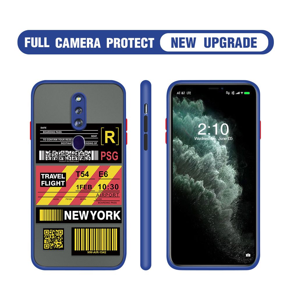 Hontinga for OPPO F11 Pro Case Creative Flight Ticket Cover Camera Shockproof Protection Case Edge Frosted Transparent Phone Cover