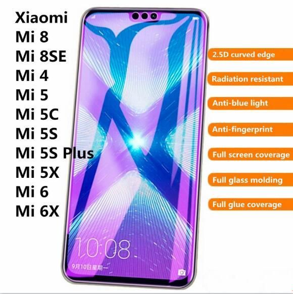For Xiaomi Redmi 1S 3 3S 3X 4 4A 4X 5 5 Plus 5A Blu-ray full screen coverage tempered glass