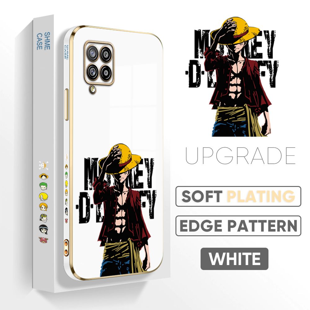 TA for Samsung Galaxy A42 5G Back Cover + Free Lanyard Handsome Luffy Luxury 6D Plating Case Side Pattern Soft Silicone Square Phone Cases