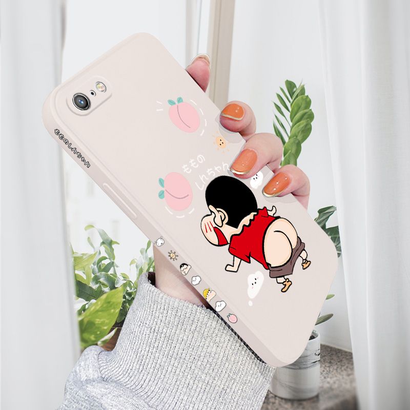 AMORVOR for iPhone 6 6S Plus Back Cover Cute Cartoon Crayon Shin-Chan Side design Soft Case Liquid Silicone Phone Cases