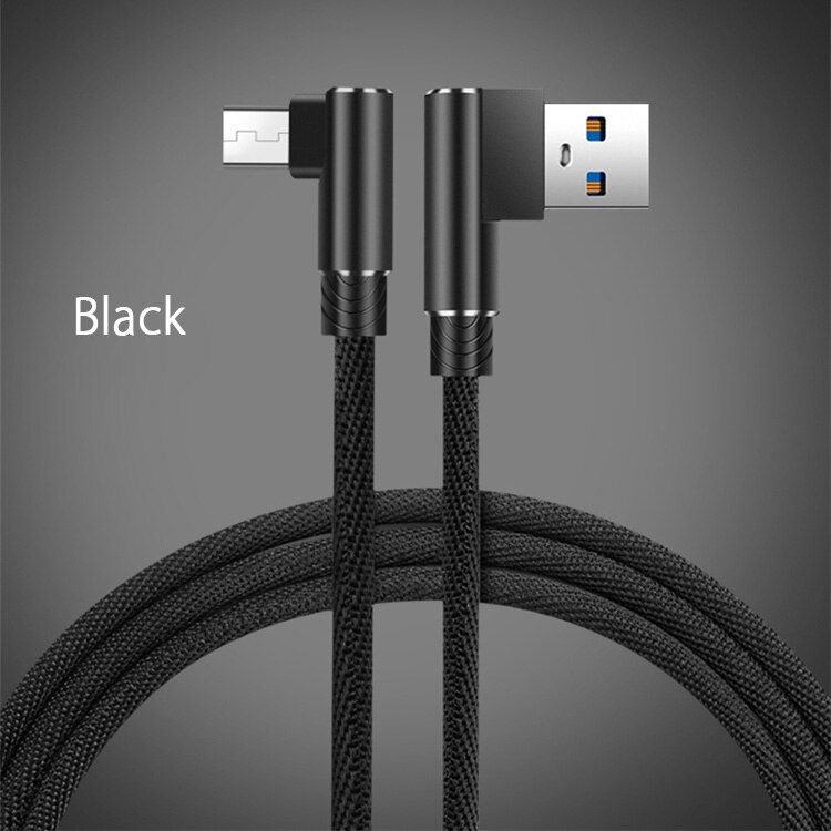 90 Right Angle Micro Usb Charger Cable 2/3 Meters Cabos Usb Micro Usb Microusb for Samsung A10 M10 J6 J5 J7 2021 A6 Plus A7 2021