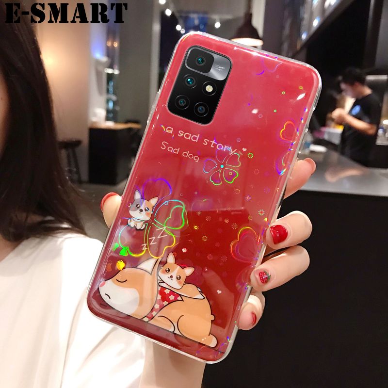 For Redmi 10 Prime Case Cute Cartoon Bear Cases Soft Silicone Colorful Cherry Blossoms for Redmi 10 Prime Back Cover