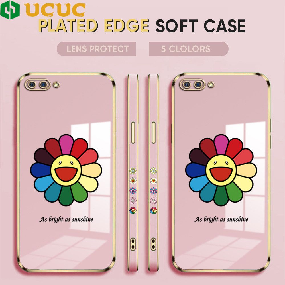 UCUC for Realme C1 Case Color Sun Flower Luxury 6D Plating Soft Casing Silicone Ultra Thin Phone Cover