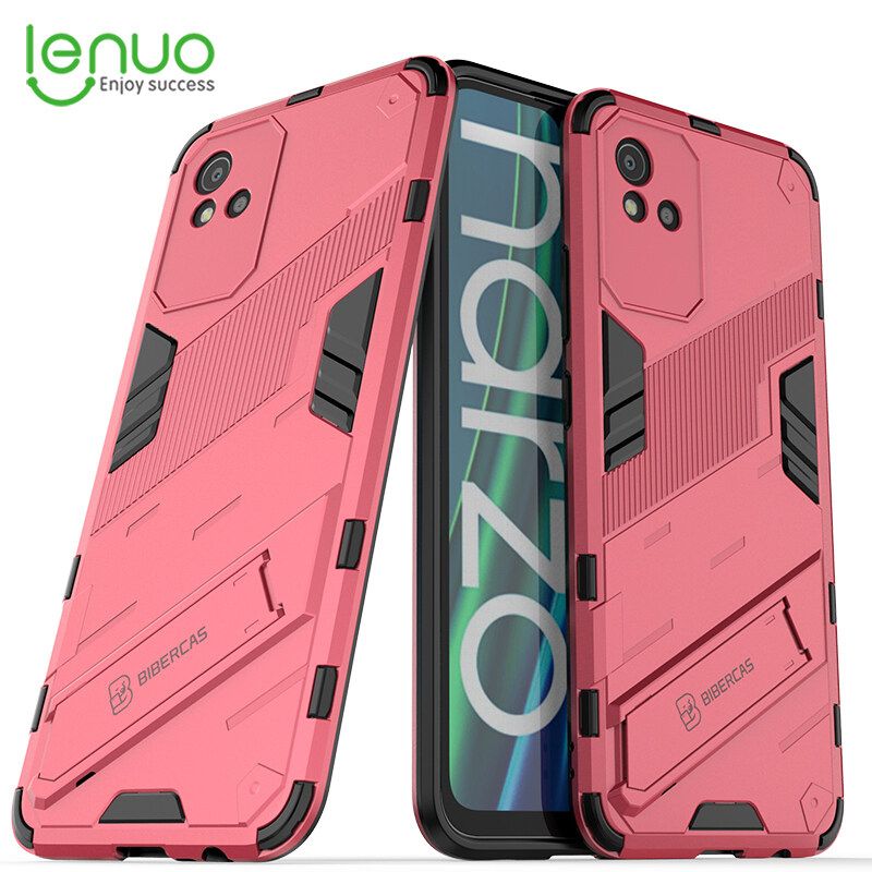 Lenuo Punk-Casing For Realme Narzo 50i Back Cover Eight-Color Anti-Fall And Anti-Slip Phone Bracket Lens Protection Cover Lovers Case