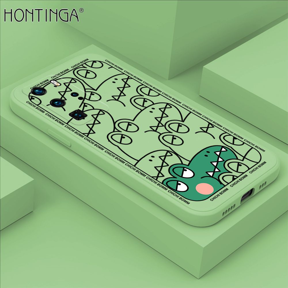 Hontinga for Huawei P40 Pro Case Cartoon Crocodile Alligator Phone Case Phone Case Soft Square Edge Silicone Cases Full Lens Cover Shockproof Protection Cover