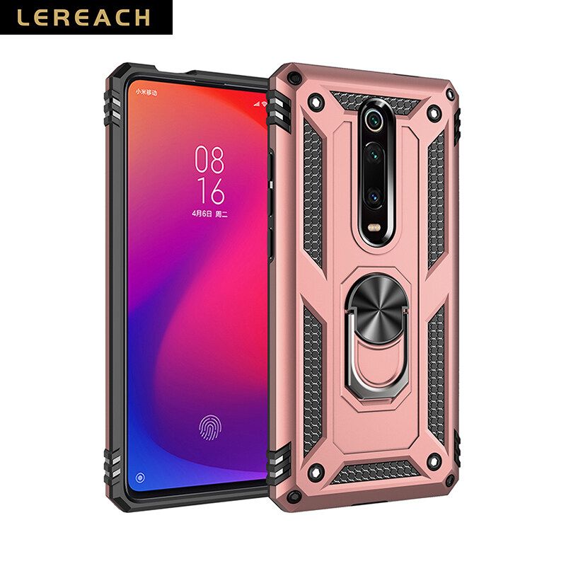 Lereach For Xiaomi Redmi K20 / K20 Pro Mobile Phone Case TUP+PC Hard Ring Car Ring Bracket Shockproof Back Cover