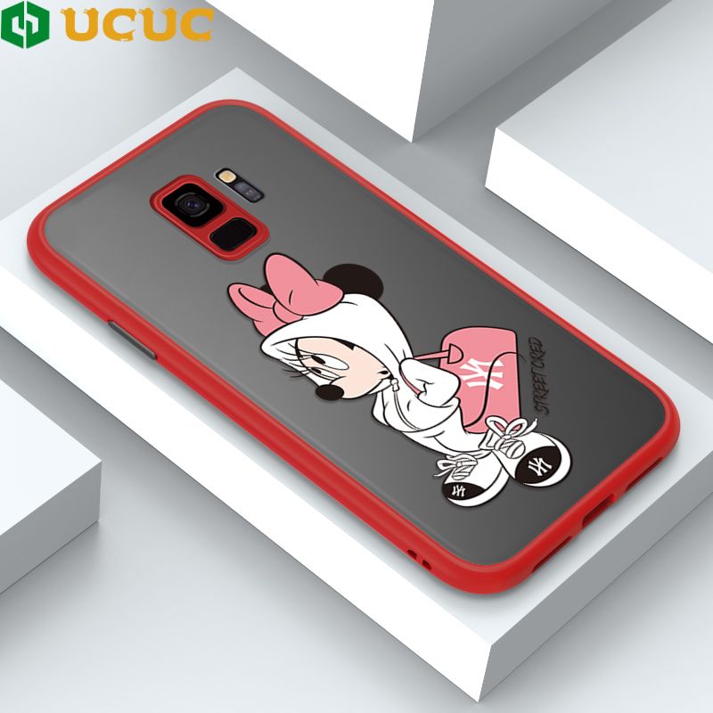 UCUC for Samsung Galaxy S9 Back Cover Satchel Minnie Frosted Transparent Hard Phone Case Thin Shockproof Full Cover Camera Protect Case